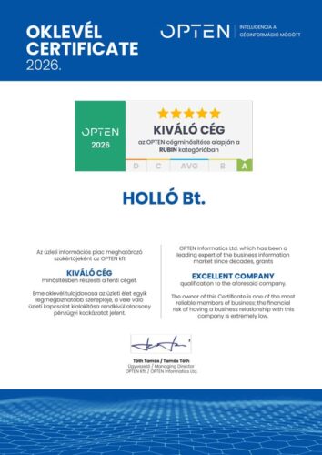 Holló Bt - Opten Kiváló cég minősítés 2026